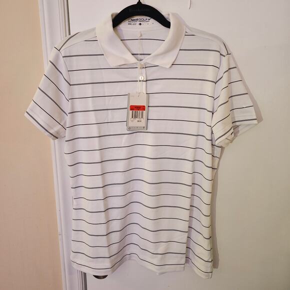 NwT Women's Nike Golf Dri-Fit Polo Size Large Athletic Outdoor Stretch Stripe - Picture 1 of 6